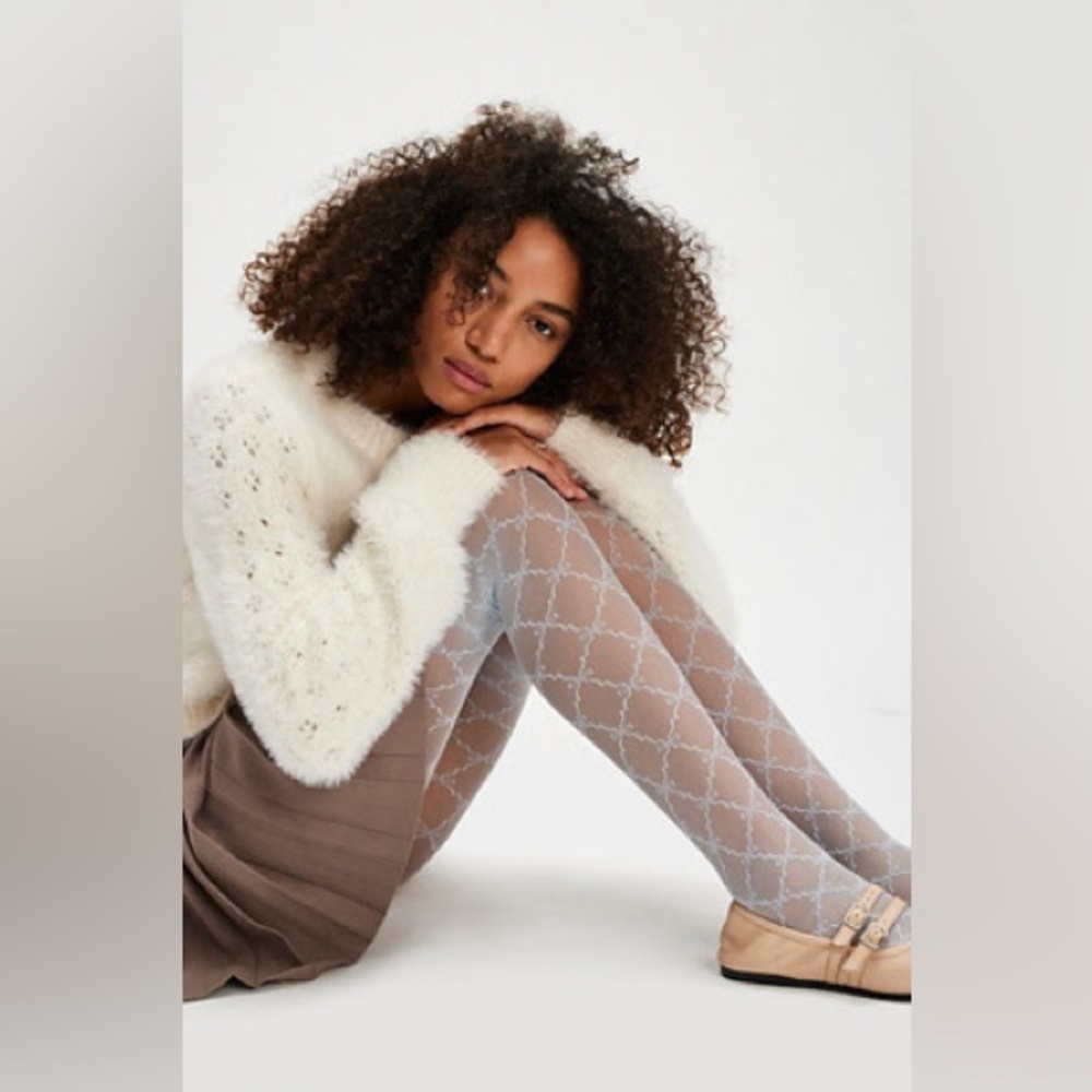 Free People Ribbon Chain Tights in Sky